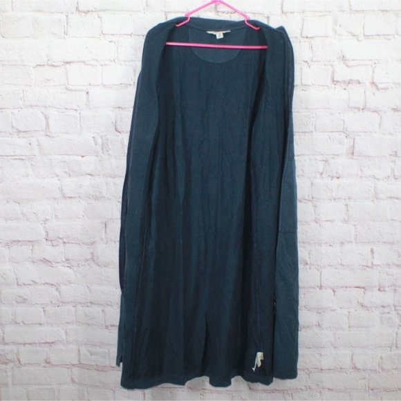 LL Bean Navy Blue Cotton Blend Robe Long Full Zip Size L Pet - Picture 11 of 12